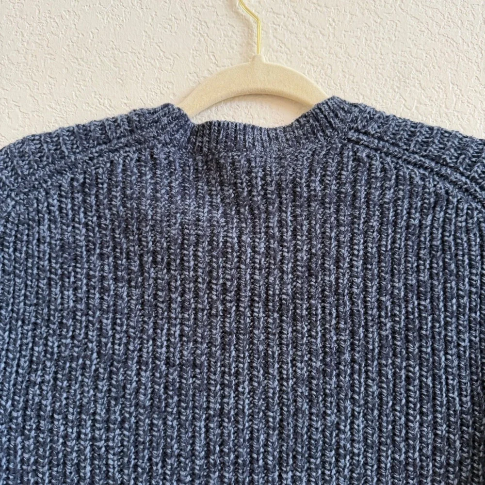 Banana Republic Mens Fisherman Ribbed Knit Sweater Marled‎ Blue Navy Crew Neck S